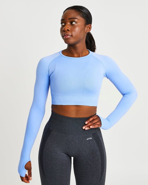 AYBL Balance V2 Seamless Long Sleeve Crop Top Blau | 074-YXGDKC