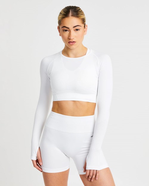 AYBL Balance V2 Seamless Long Sleeve Crop Top Weiß | 285-KXZBEO