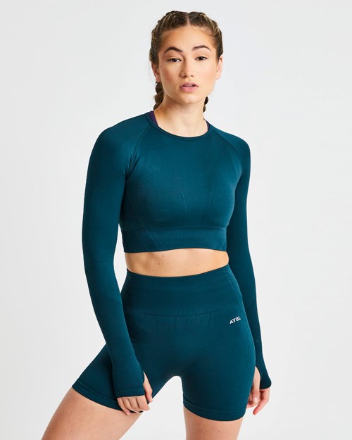 AYBL Balance V2 Seamless Long Sleeve Crop Top Grün | 421-PXAILV