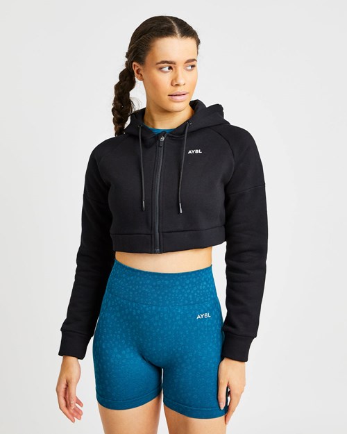 AYBL Beyond Crop Zip Hoodie Schwarz | 907-ITXJMD