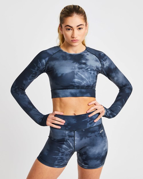 AYBL Core Long Sleeve Crop Top Schwarz | 372-YVOZKC