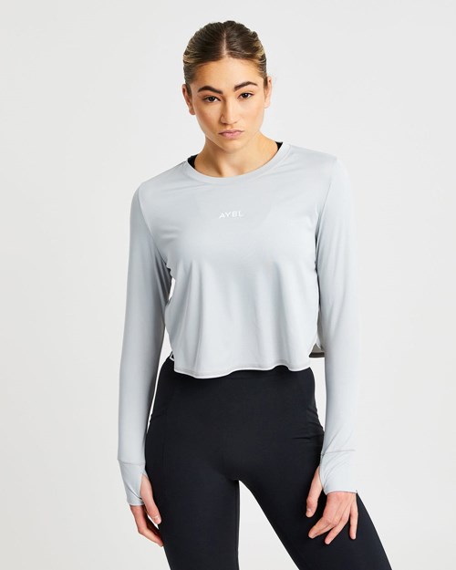 AYBL Define Long Sleeve Crop T Grau | 309-SKVUBR