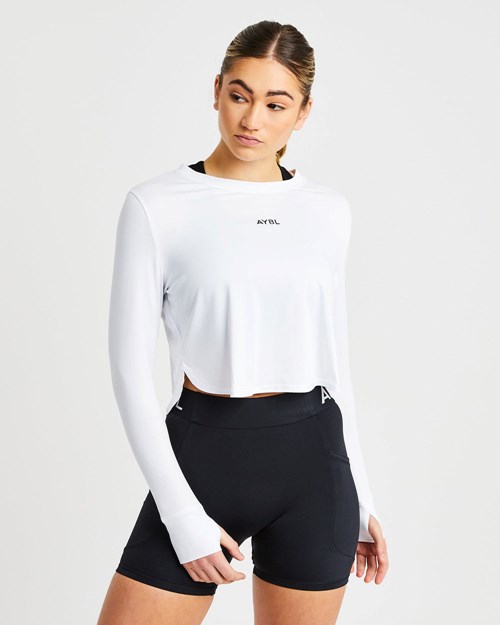 AYBL Define Long Sleeve Crop T Weiß | 405-SMRUFL