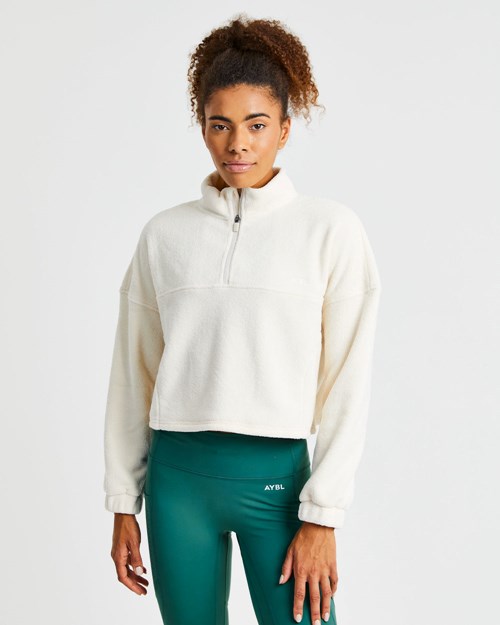 AYBL Effortless Oversized Cropped Fleece Weiß | 721-GHPYKC