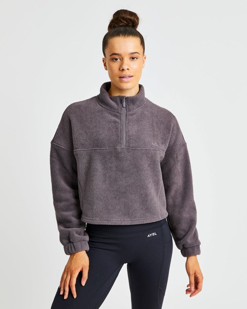 AYBL Effortless Oversized Cropped Fleece Charcoal | 786-IHOPGE