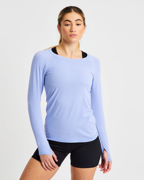 AYBL Embrace Seamless Long Sleeve T Shirt Blau | 136-IGNKCP