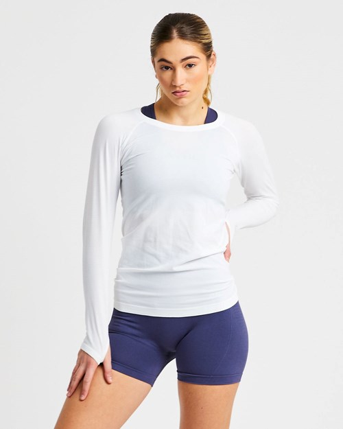 AYBL Embrace Seamless Long Sleeve T Shirt Weiß | 753-SNZPED