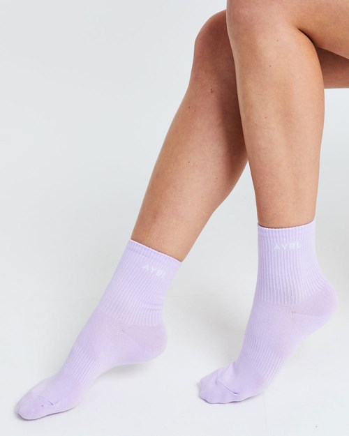 AYBL Everyday Crew Socks (3 Pack) Lila | 629-RBYCZO