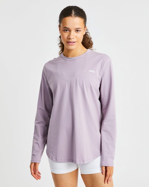 AYBL Everyday Oversized Long Sleeve T Shirt Muted Mauve | 765-GZFQOC