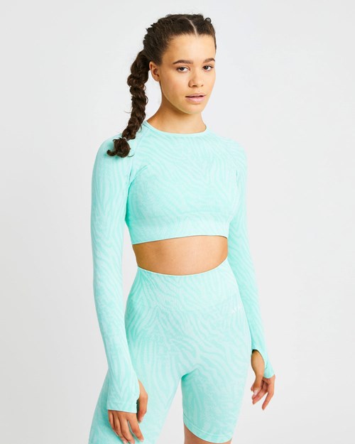 AYBL Evolve Animal Seamless Long Sleeve Crop Top Mintfarben Grün | 279-HMYSAI