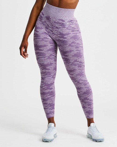 AYBL Evolve Camo Seamless Leggings Plum | 914-YCJOUG