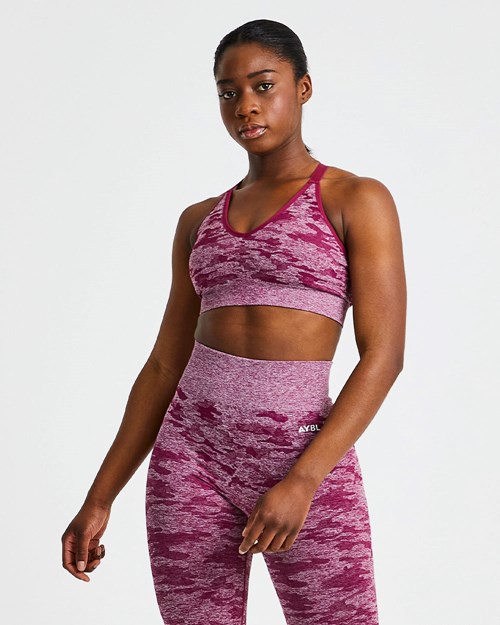 AYBL Evolve Camo Seamless Sports Bra Bordeaux | 354-YJGDZC