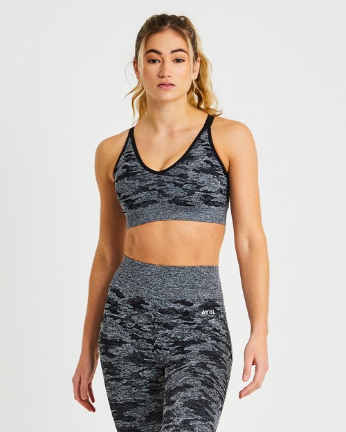 AYBL Evolve Camo Seamless Sports Bra Schwarz | 507-TMKVDI