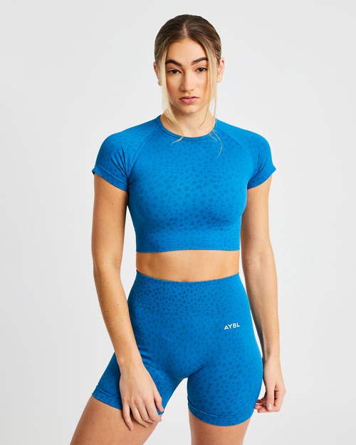 AYBL Evolve Speckle Seamless Crop Top Blau | 675-DVROYS