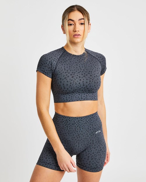 AYBL Evolve Speckle Seamless Crop Top Charcoal | 083-FCNJXW