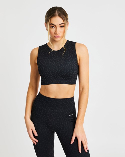 AYBL Evolve Speckle Seamless Crop Vest Schwarz | 123-ZCJBFO