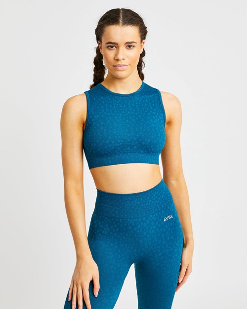 AYBL Evolve Speckle Seamless Crop Vest Teal | 519-XWPIQJ