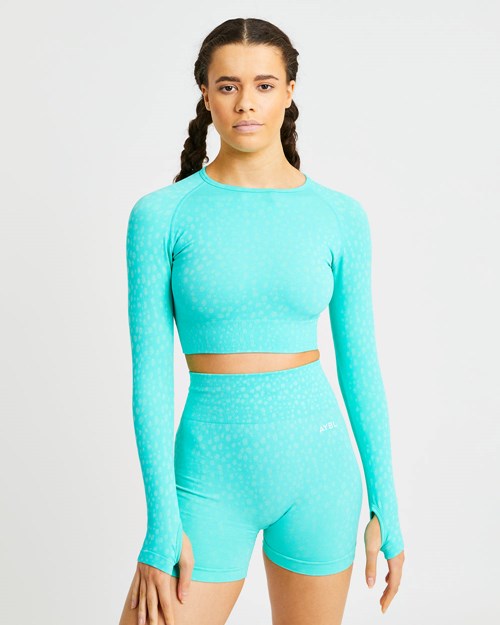 AYBL Evolve Speckle Seamless Long Sleeve Crop Top Grün | 326-BFOAMW