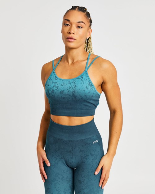 AYBL Flare Seamless Sports Bra Teal | 029-GRUOBF