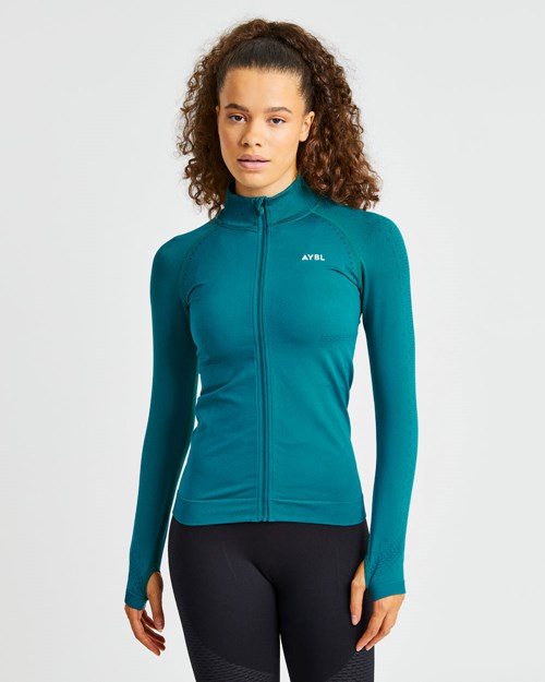 AYBL Ignite Seamless Zip Jacket Hyper Teal | 473-UEFYWG