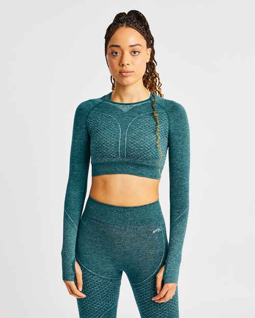 AYBL Impact Seamless Long Sleeve Crop Top Grün | 602-LHVCSN