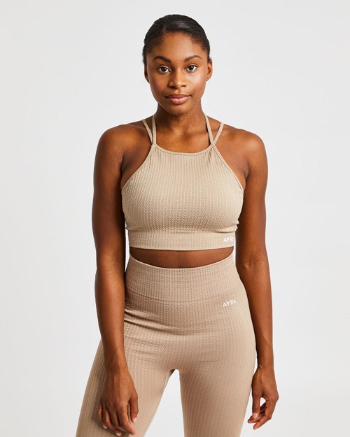 AYBL Luxe Seamless Crop Tank Top Mocha | 907-ILKACO