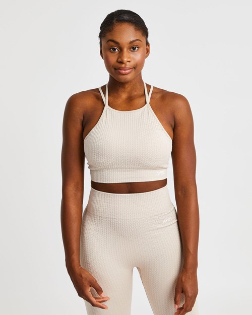 AYBL Luxe Seamless Crop Tank Top Sand | 391-TIUCPS