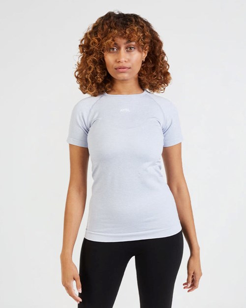 AYBL Motion Seamless T Shirt Blau | 084-UEQCWH