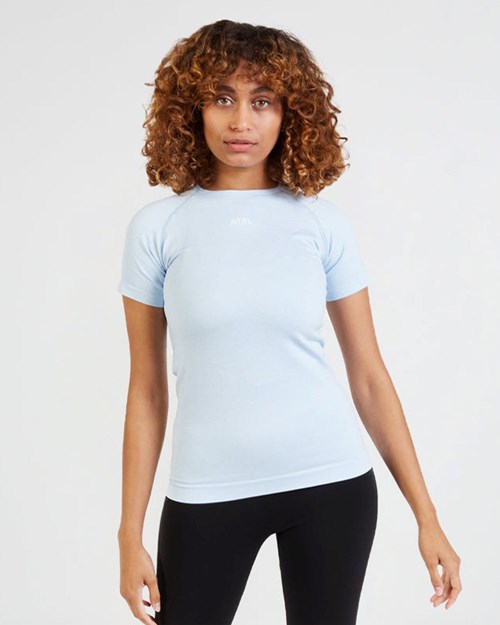 AYBL Motion Seamless T Shirt Blau | 589-OEXLNQ