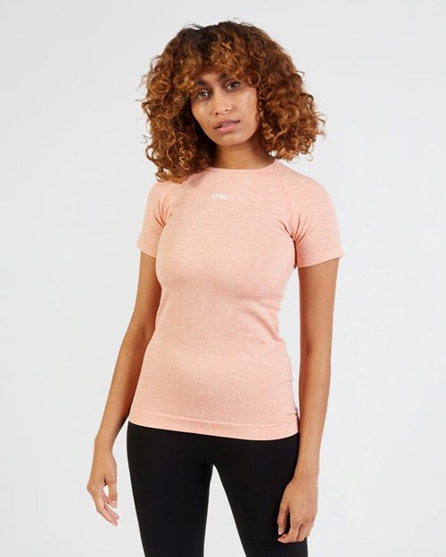 AYBL Motion Seamless T Shirt Peach | 568-FQDTXJ