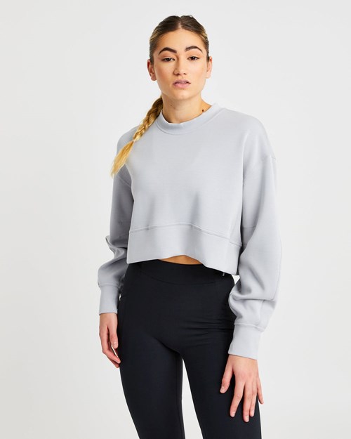 AYBL Oversized Crop Jumper Grau | 361-RHPNWC