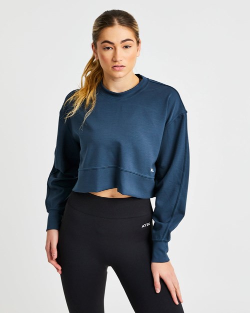 AYBL Oversized Crop Jumper Navy | 093-ZNPHBU