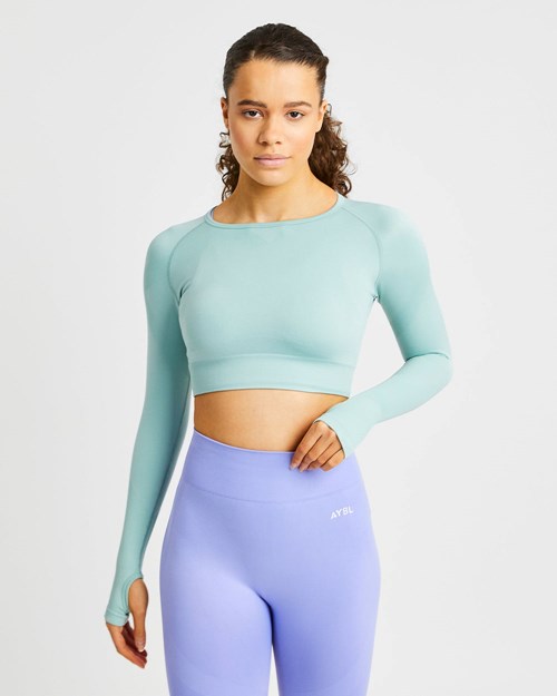 AYBL Reform Seamless Long Sleeve Crop Top Grün | 493-JMWBHN