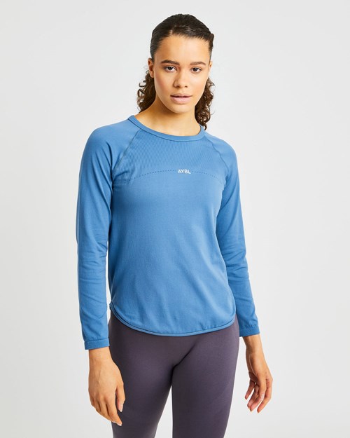 AYBL Reform Seamless Long Sleeve T Shirt Blau | 960-AGZHSB