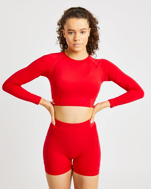 AYBL Sport Long Sleeve Crop Top Rot | 239-BVUERA