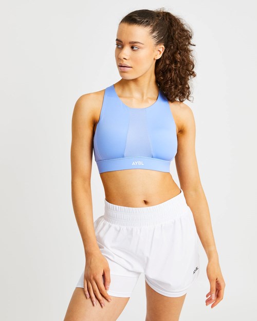 AYBL Sportive High Neck Sports Bra Blau | 836-DSZLEH