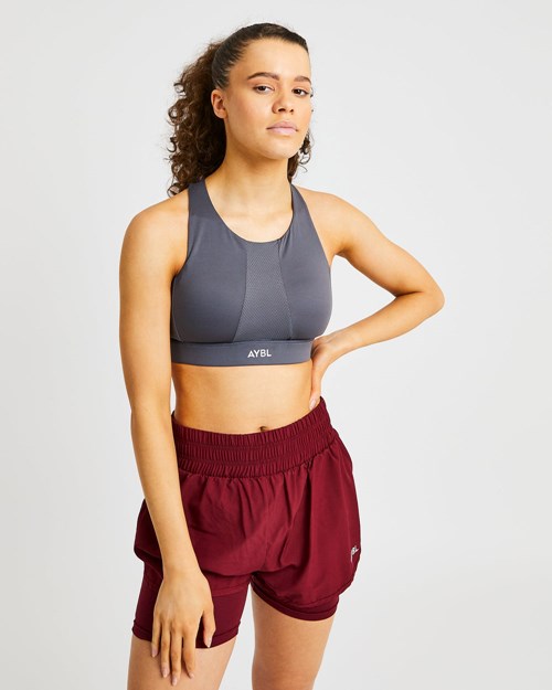 AYBL Sportive High Neck Sports Bra Charcoal | 432-VKYFUQ