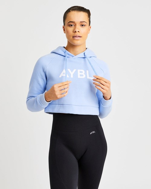 AYBL Staple Crop Hoodie Blau | 821-ODNYBQ