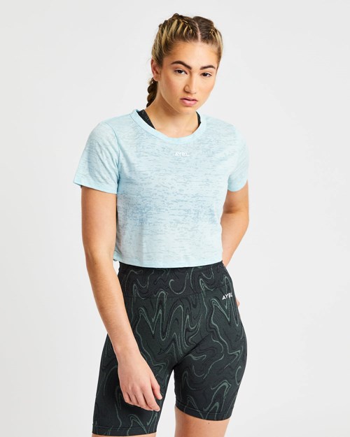 AYBL Velocity Crop T Shirt Blau | 256-IBZSXW