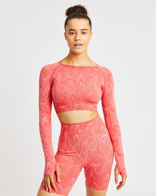 AYBL Velocity Seamless Long Sleeve Crop Top Koralle | 189-XLGSYQ