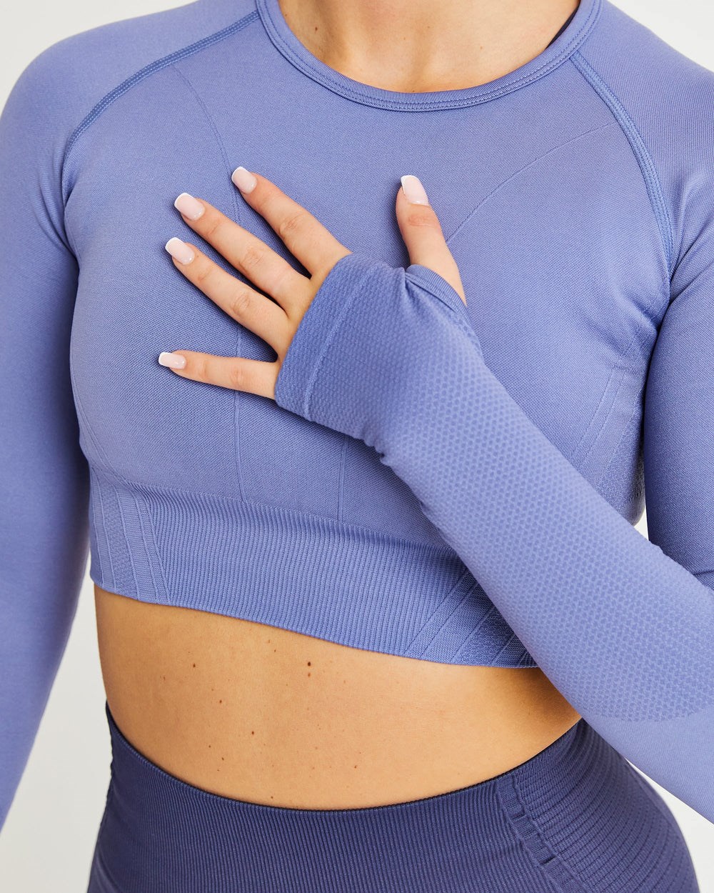 AYBL Balance V2 Seamless Long Sleeve Crop Top Blau | 064-ILGZQJ