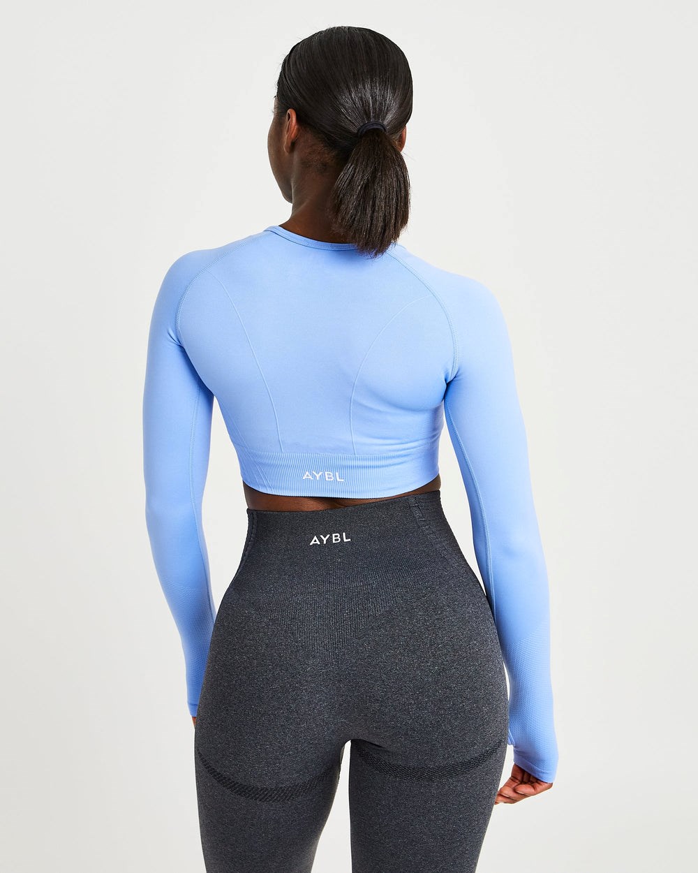 AYBL Balance V2 Seamless Long Sleeve Crop Top Blau | 074-YXGDKC