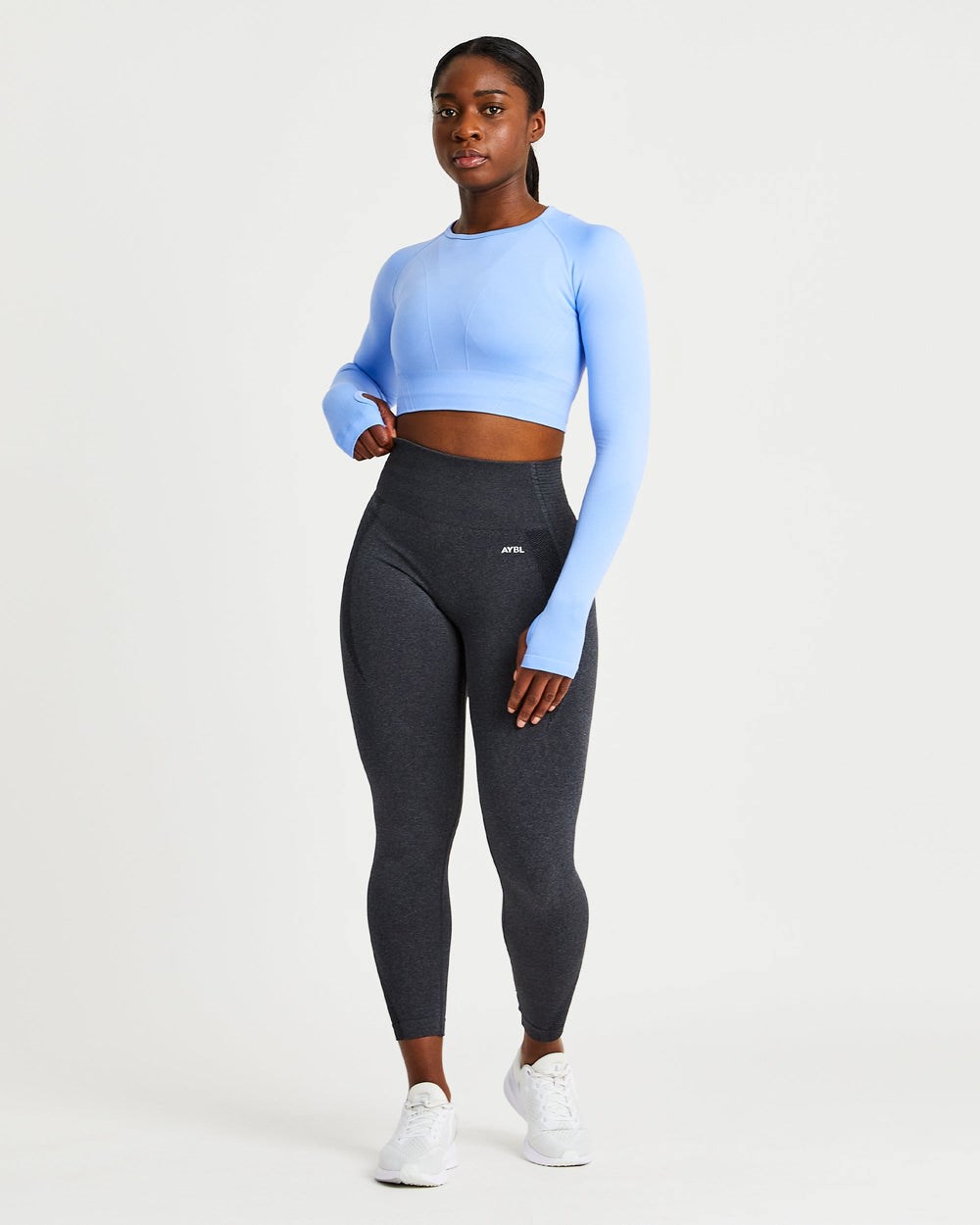 AYBL Balance V2 Seamless Long Sleeve Crop Top Blau | 074-YXGDKC