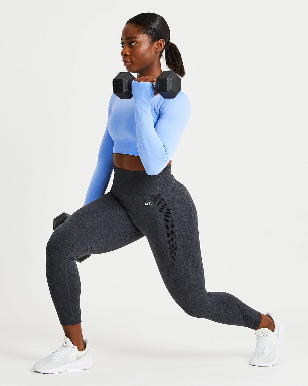 AYBL Balance V2 Seamless Long Sleeve Crop Top Blau | 074-YXGDKC