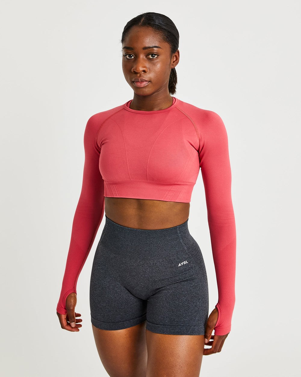 AYBL Balance V2 Seamless Long Sleeve Crop Top Rosa | 175-DVQRXN