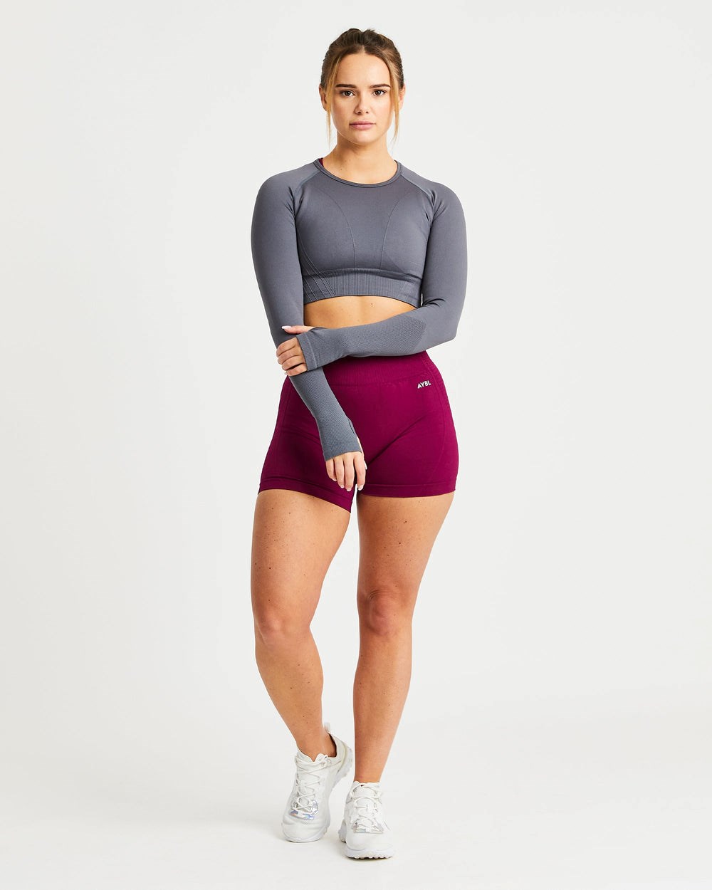 AYBL Balance V2 Seamless Long Sleeve Crop Top Grau | 218-EFLTSA