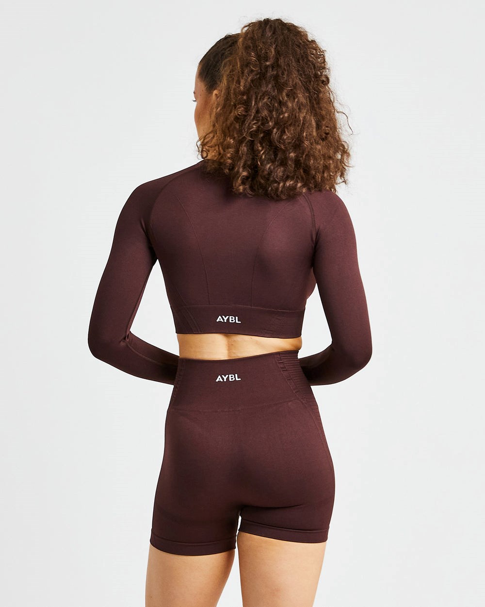 AYBL Balance V2 Seamless Long Sleeve Crop Top Schokolade Braun | 259-COIWUS