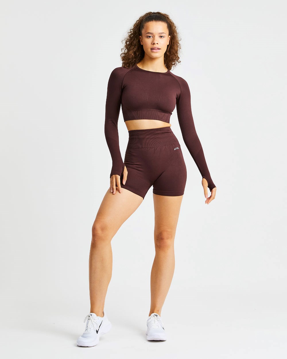 AYBL Balance V2 Seamless Long Sleeve Crop Top Schokolade Braun | 259-COIWUS