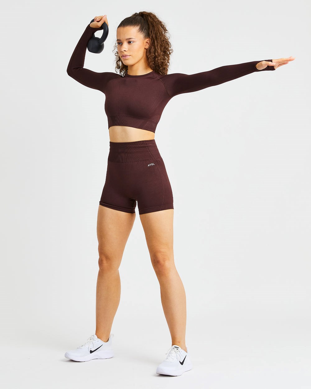 AYBL Balance V2 Seamless Long Sleeve Crop Top Schokolade Braun | 259-COIWUS