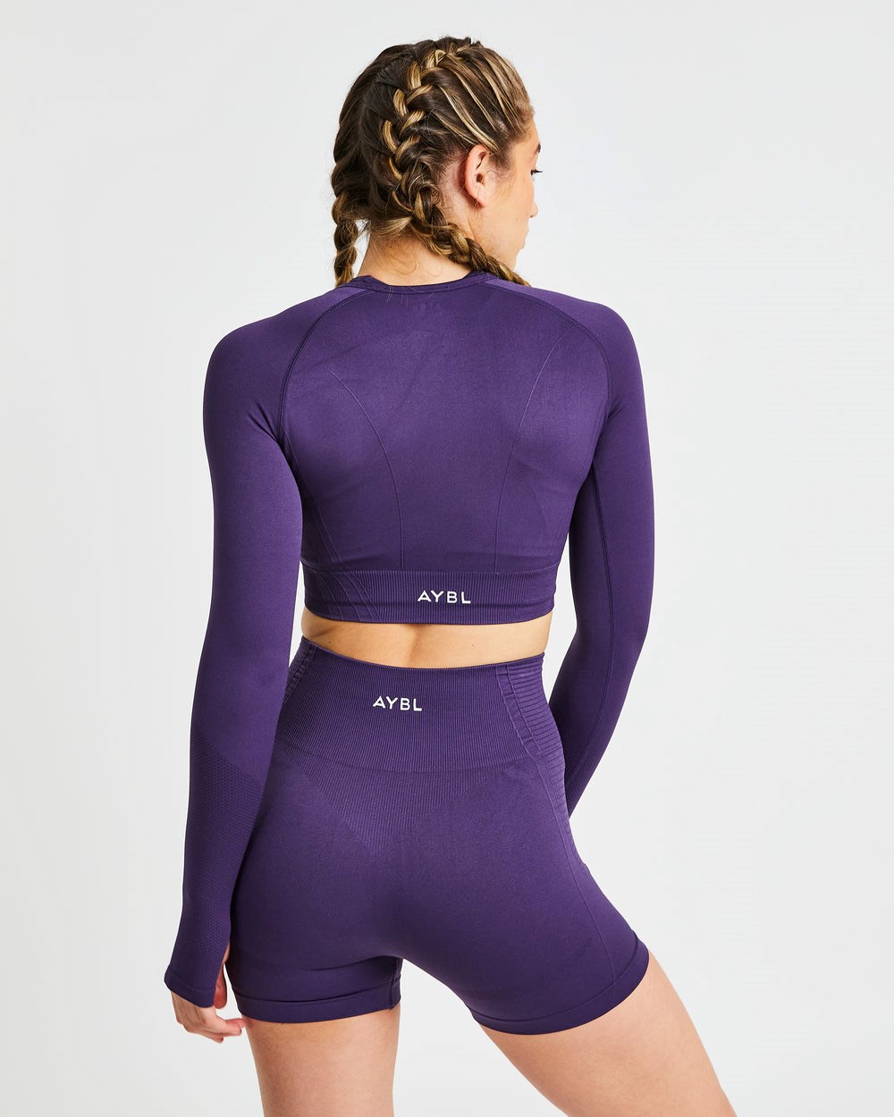 AYBL Balance V2 Seamless Long Sleeve Crop Top Lila | 276-ZPSYMQ